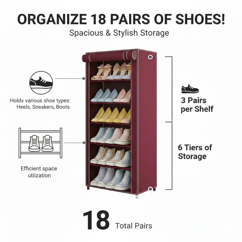 Fashion Style Multilayer Shelf Portable Lightweight Shoe Rack for 15 Pairs Price in Pakistan | LAPTAB