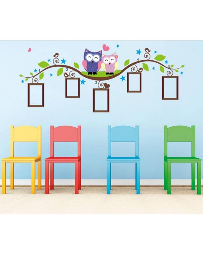 Owls Photo Frame Wall Stickers - Multicolour