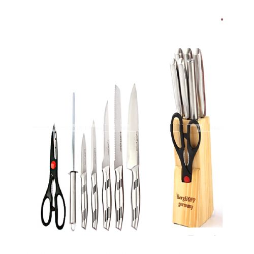Set of 8pc - Stainless steel Knife Set and holder- Black