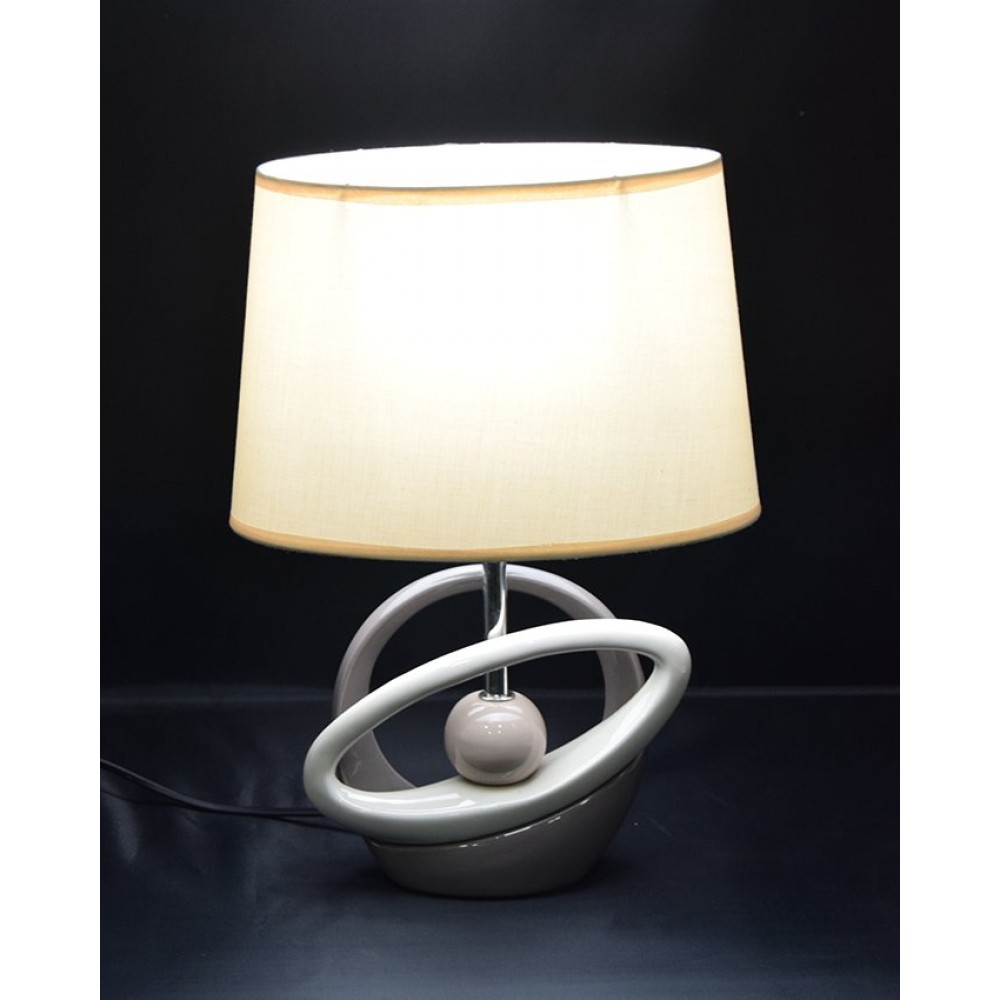 Side Table Ceramic Lamps - Circle - Off White
