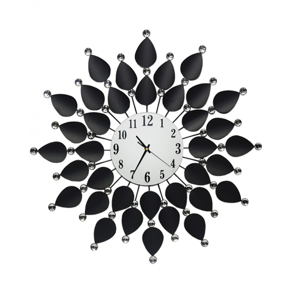 Diamante Spiral Wall Clock Black And Silver