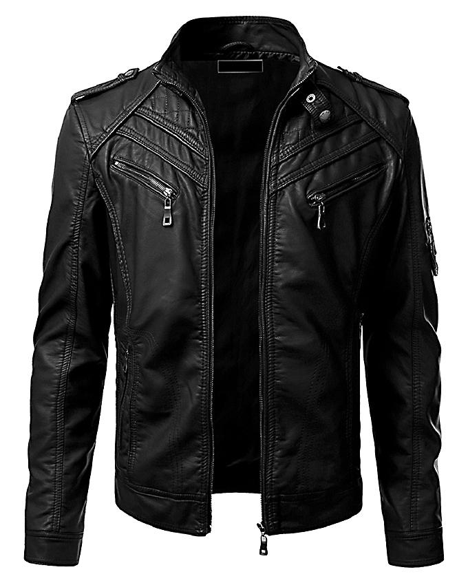 Black Leather Slim Fit Jacket For Men - M2 Price in Pakistan | LAPTAB