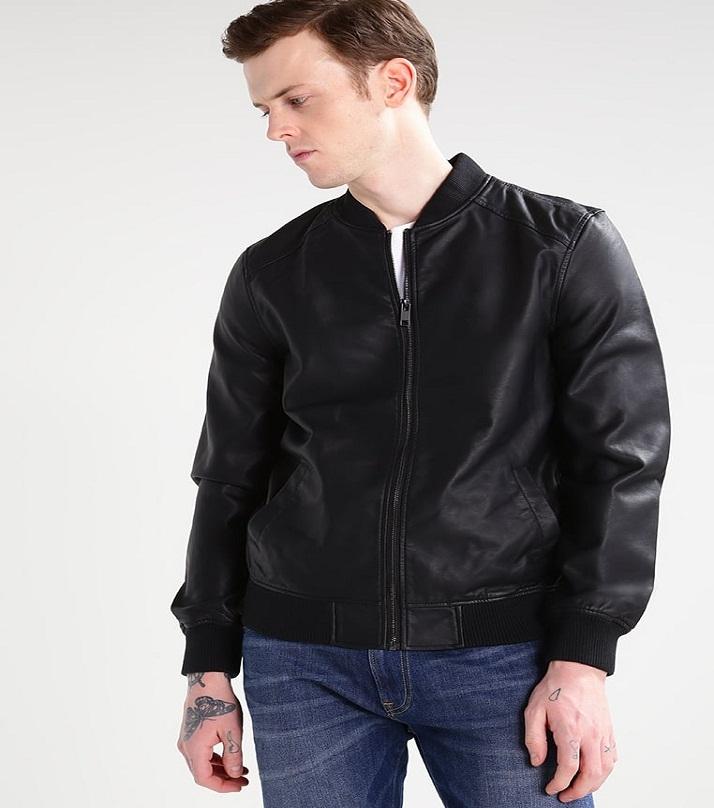 Men's Slim Fit Pu Black Leather Jacket A4 Price in Pakistan | LAPTAB