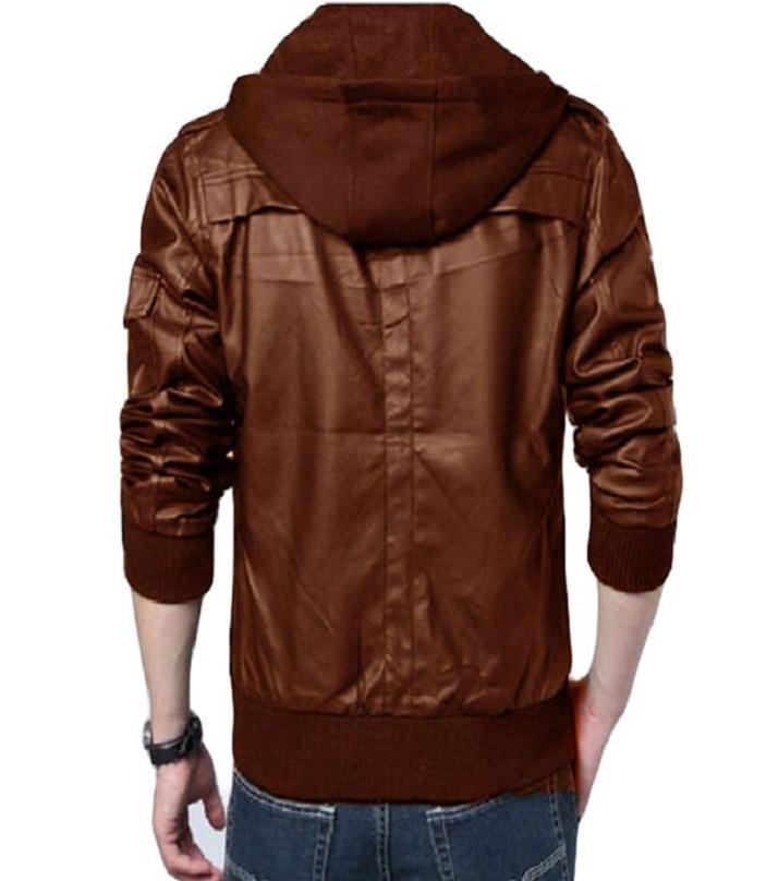 Men's Slim Fit Mustered Pu Leather Jacket DM 1 Price in Pakistan | LAPTAB