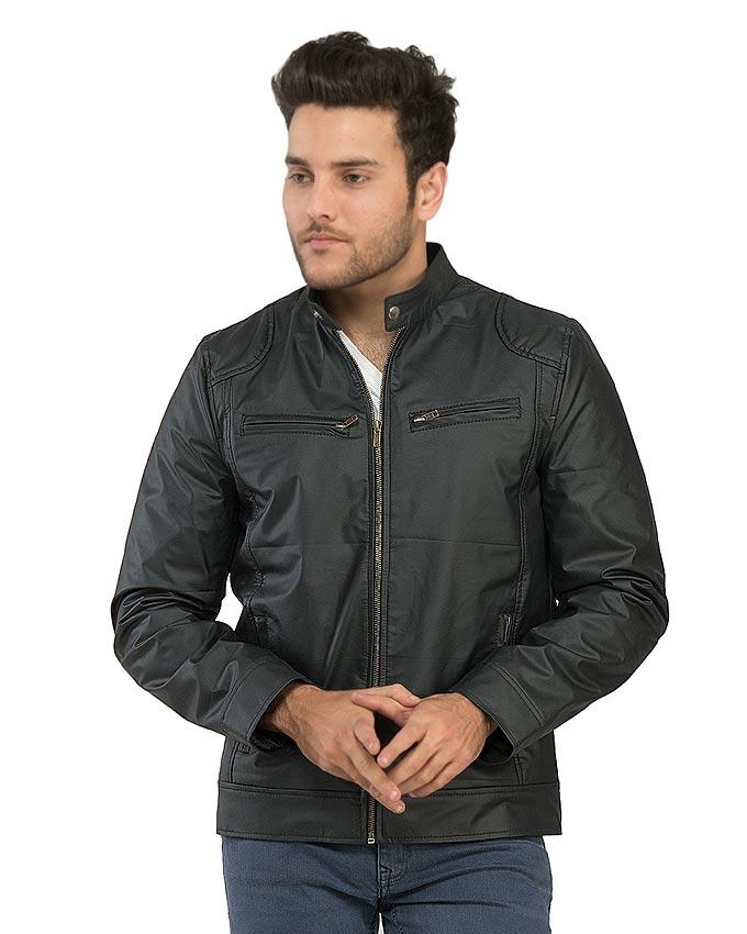 Black Slim Fit Leather Jacket For Mens new Price in Pakistan | LAPTAB