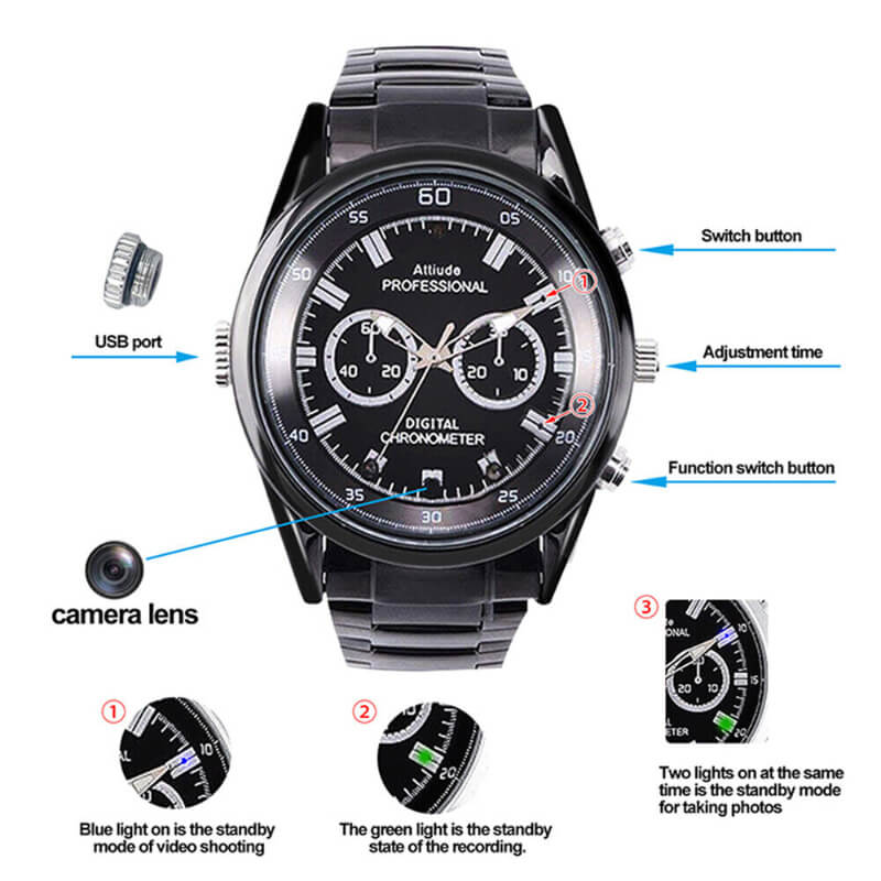  SPY CAMERA VIDEO WATCH 1080p 32gb memory