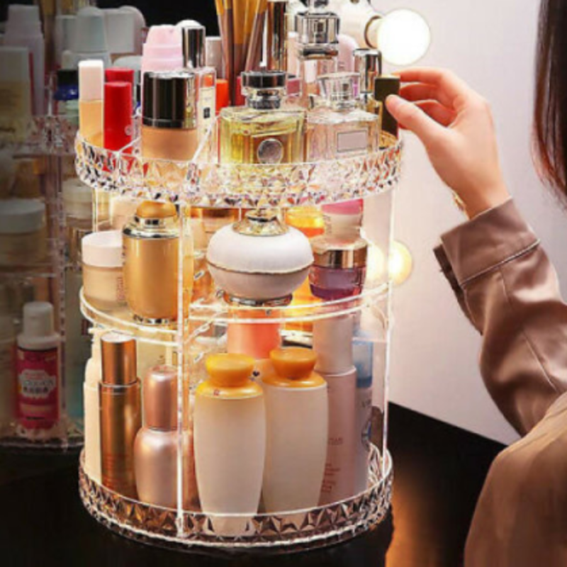 round-acrylic-makeup-organizer
