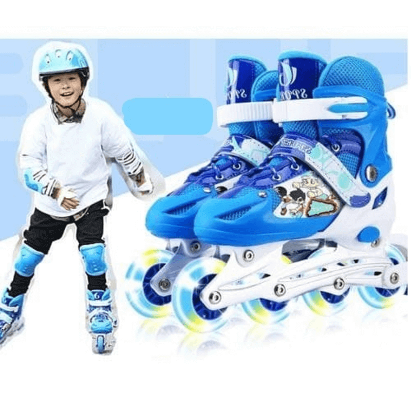 adjustable-skate-shoes-with-helmet-knee-brace