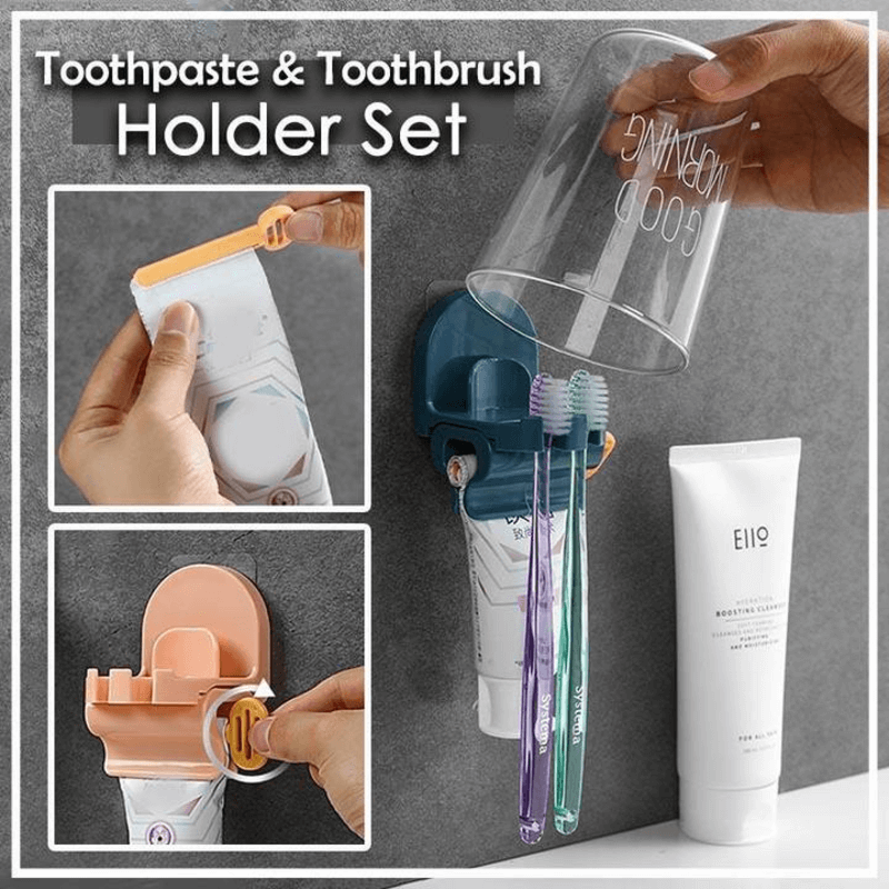Multifunction Wall-Mounted Manual Toothpaste Squeezer Toothbrush Holder