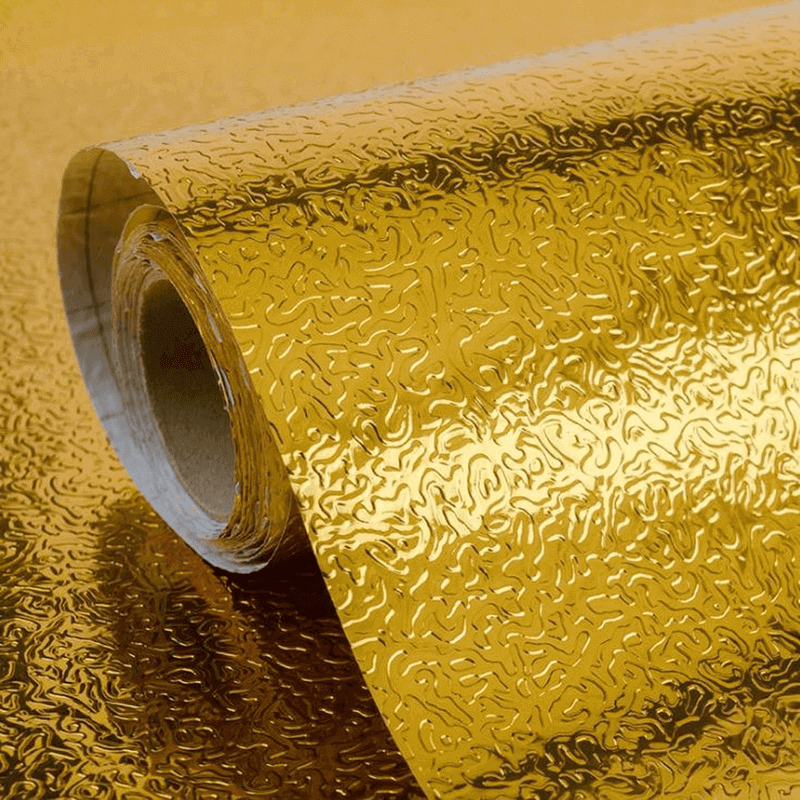 60 X 100cm Oil Proof Stickers for Kitchen Aluminum Golden