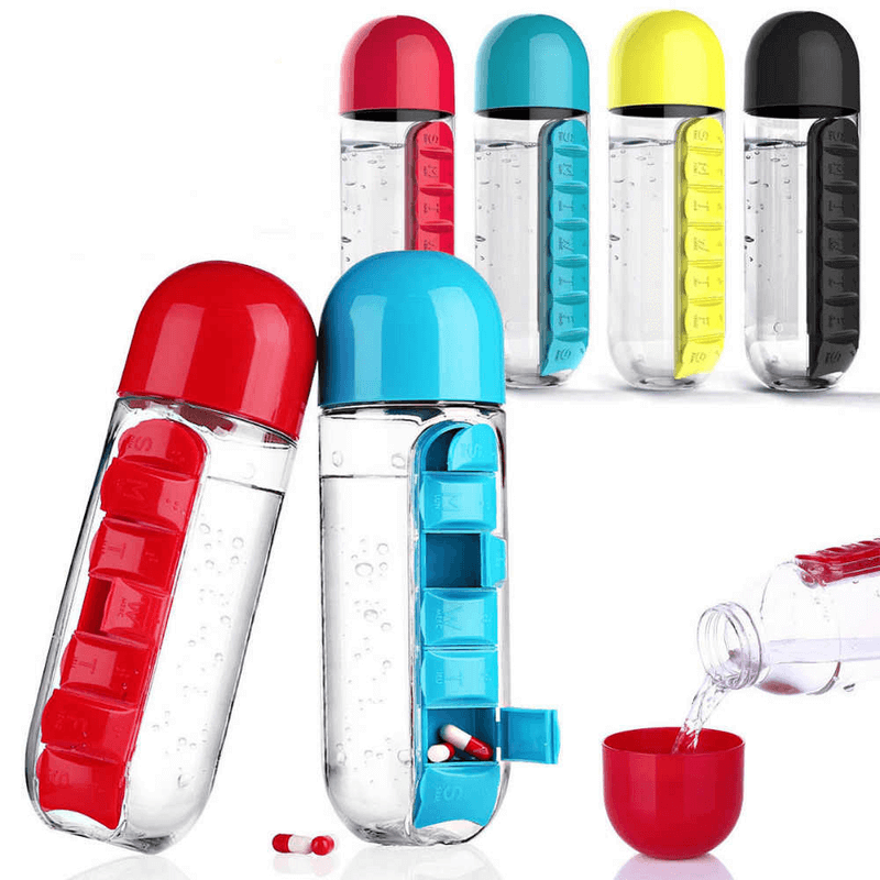 2 in 1 Water Bottle and Daily Pill Organizer