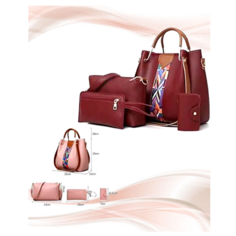 Buy Luxurious Maroon Leather Handbag 4pcs Set - Best Price in Pakistan ...