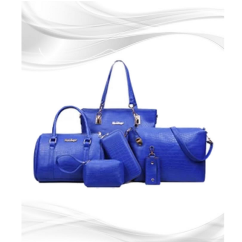 bright-blue-leather-handbag-6-pcs-set