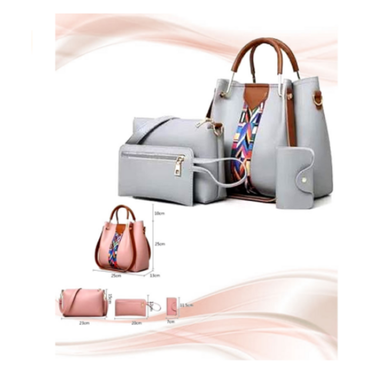 Buy Stylish Grey Leather Handbag 4pcs Set - Best Price in Pakistan ...