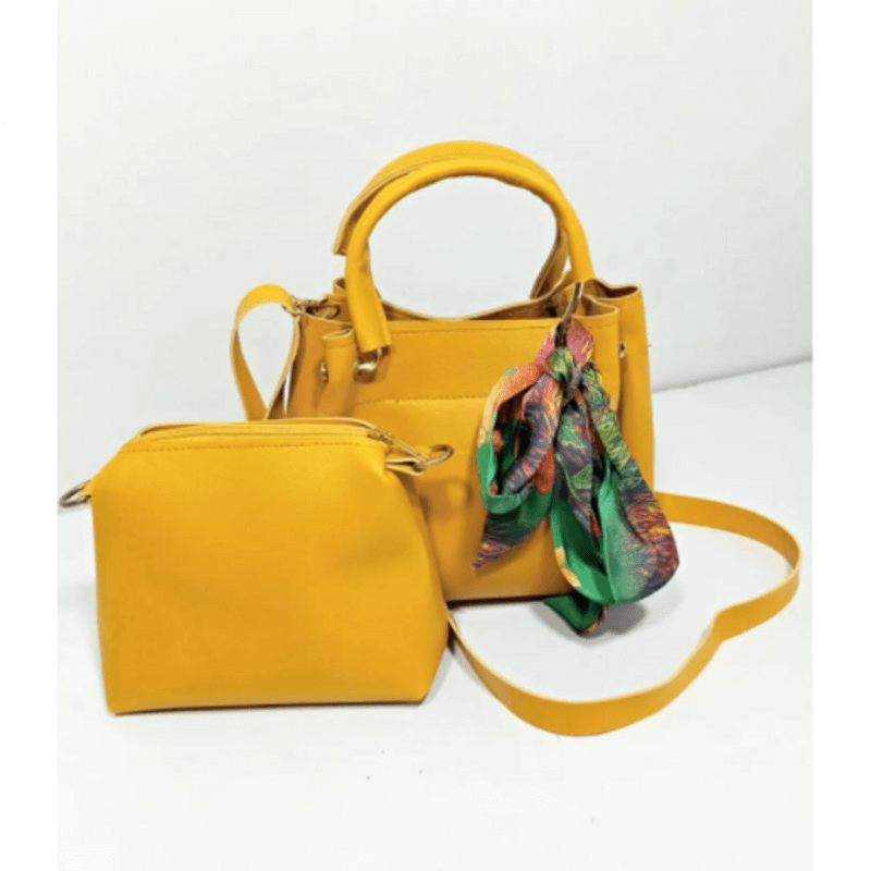 Buy Stylish Yellow Leather Handbag Set Best Price in Pakistan