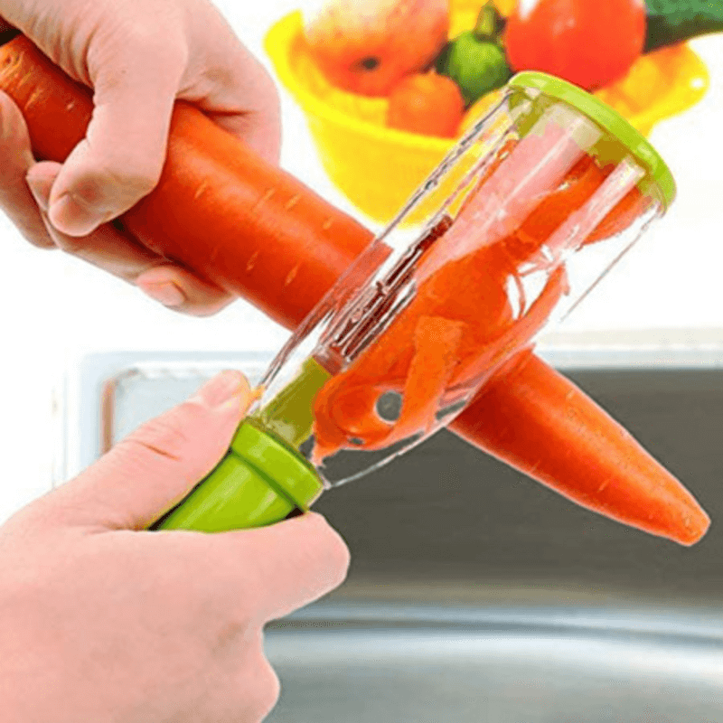 Vegetable peeler with container