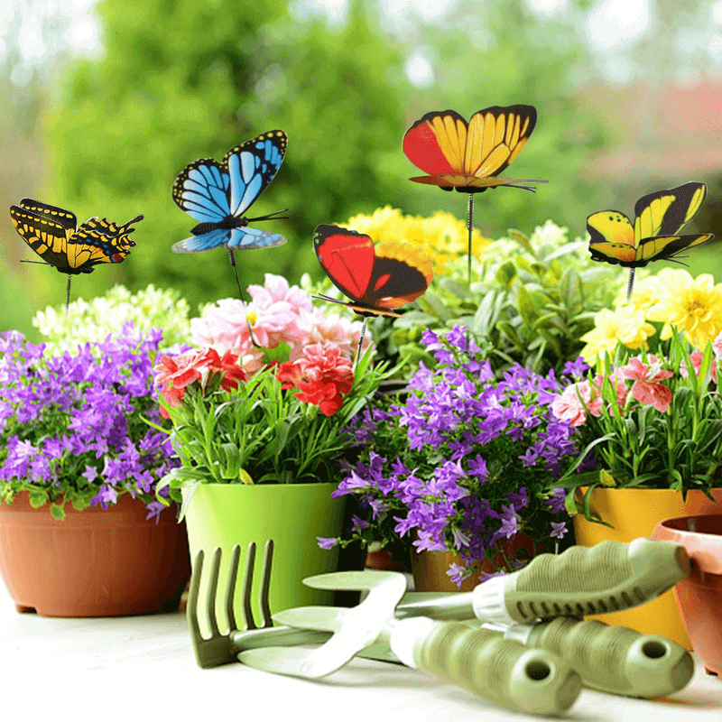 15 Pcs 3D Butterfly On Sticks lawn décor