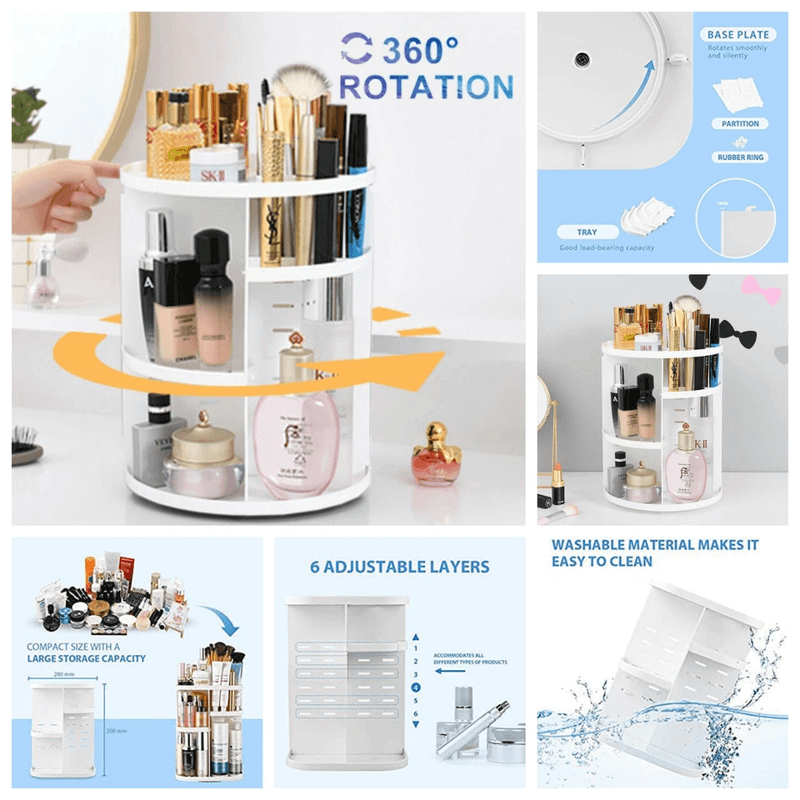 DIY 360 ​​Swivel Makeup Organizer Vanity Shelf