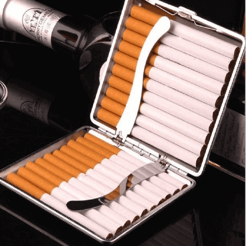 check-design-faux-leather-cigarette-storage-box