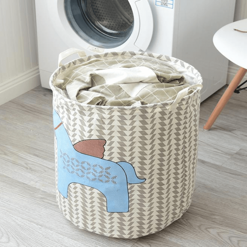 folding-horse-pattern-hamper-laundry-basket