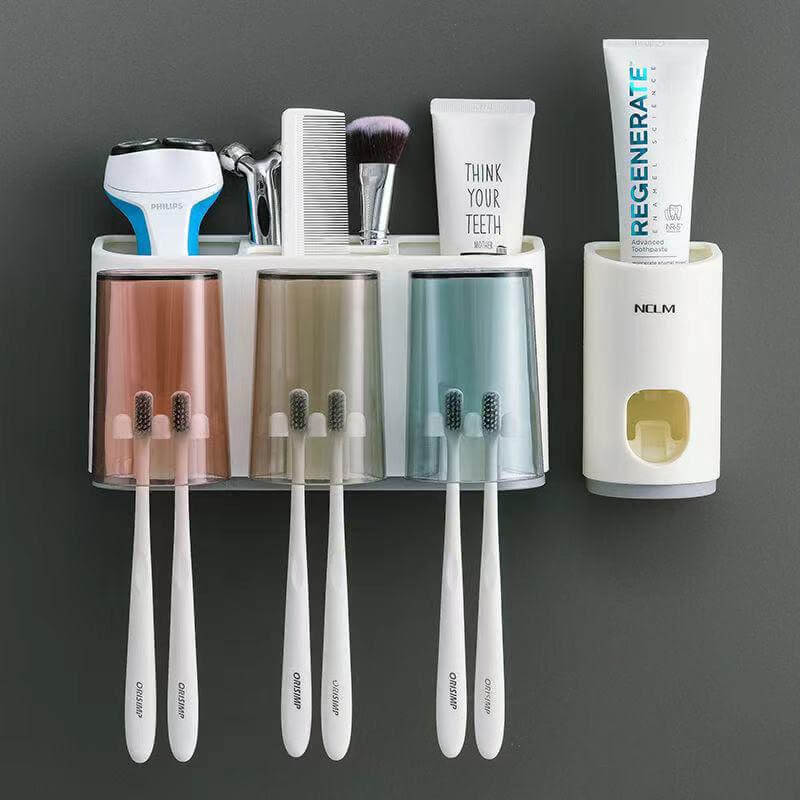 Toothbrush-rack-and-toothpaste-dispenser