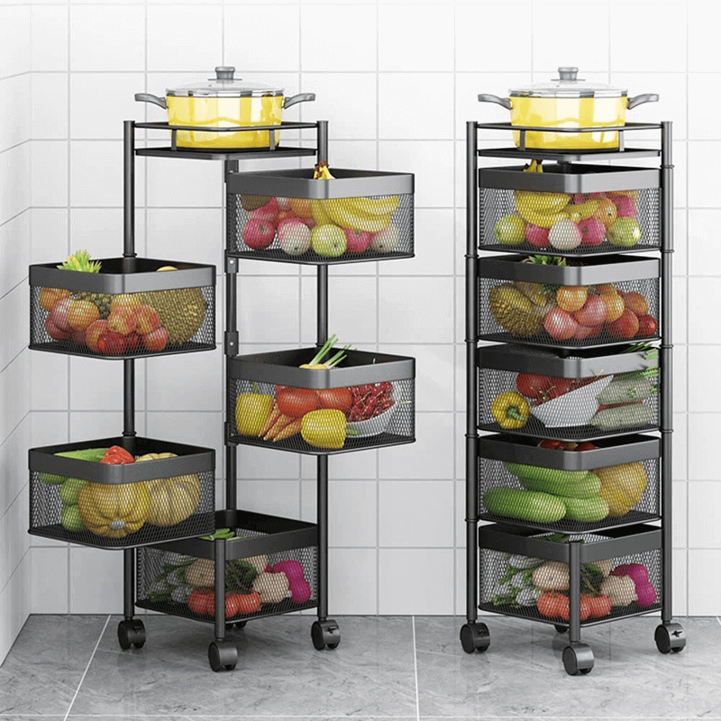 5 Layer Rotating Square Kitchen Storage Trolley