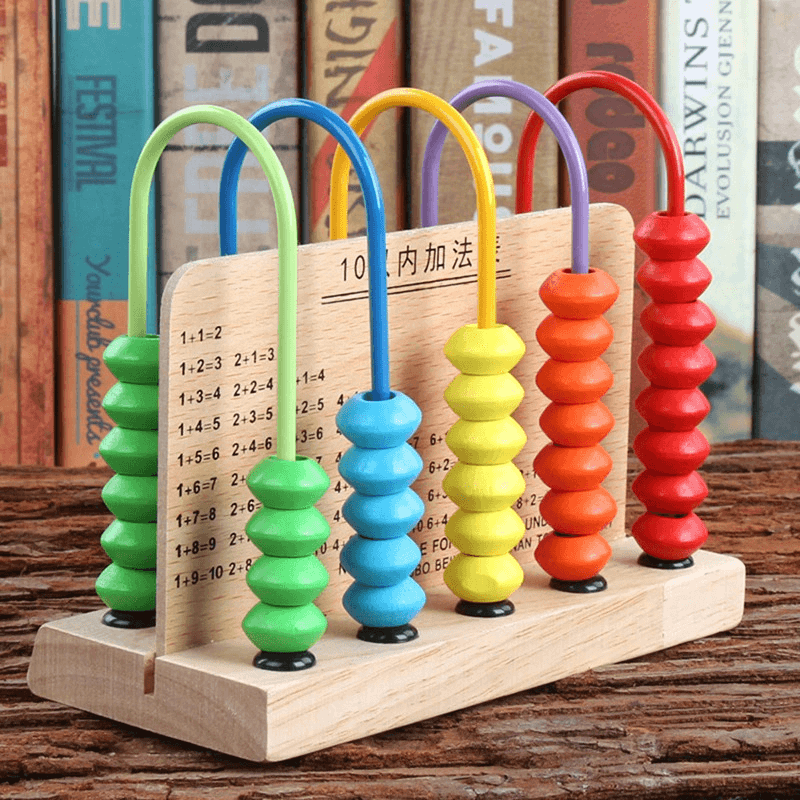 Abacus Five-Gear Wood Bead Count Frame Rack For Kids