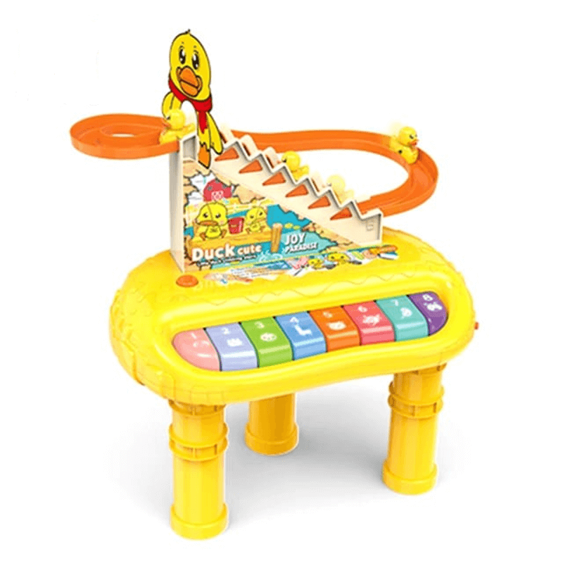 yellow-duck-2-in-1stair-climbing-electronic-piano-toy-set
