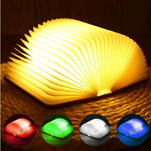 Wooden LED Folding Book Lamp with Remote Control