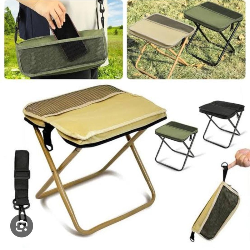 Mini Folding Outdoor Portable Chair with Storage Pockets and Waterproof Fabric