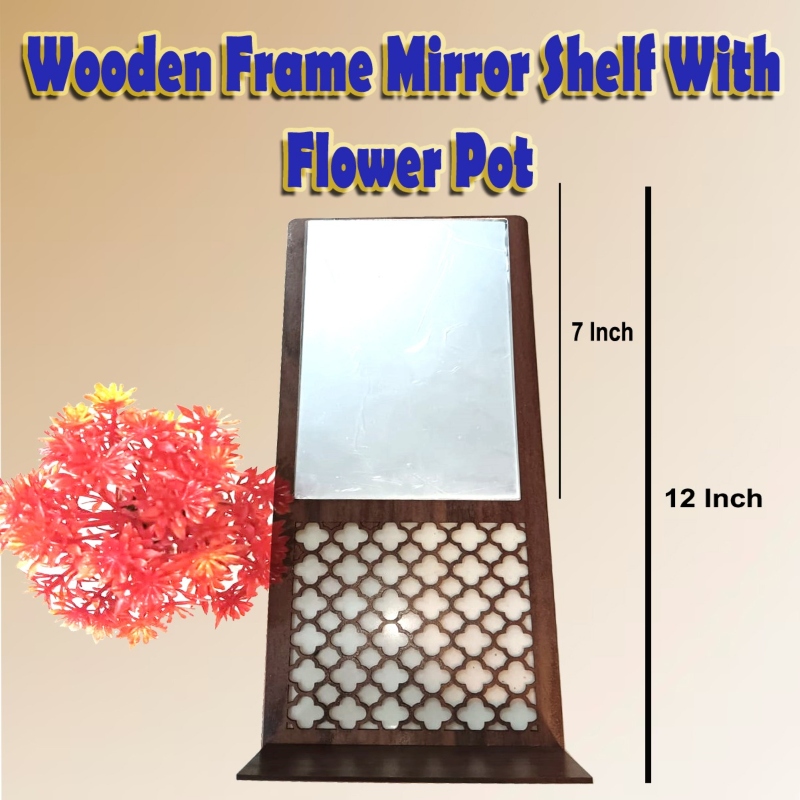 wooden-frame-acrylic-mirrorr-shelf-with-1-pcs-of-flower-pot