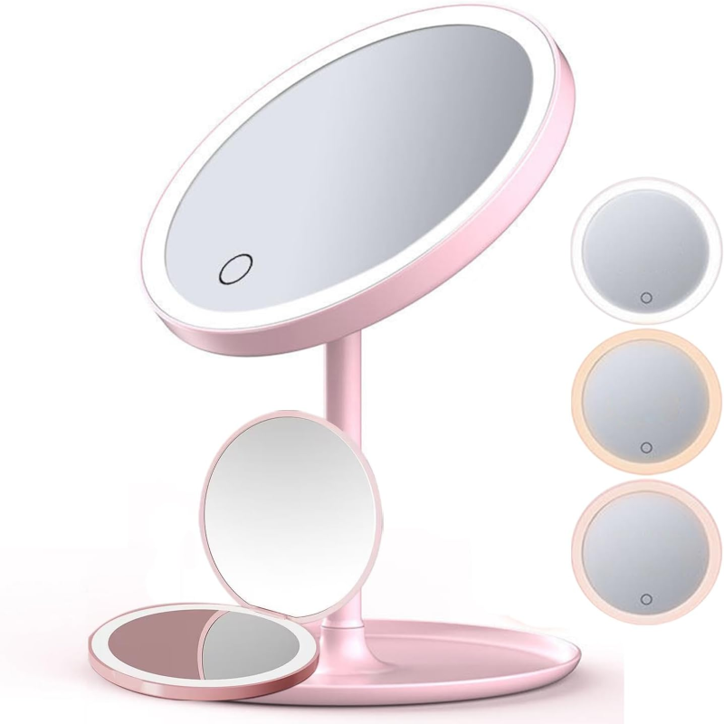  Makeup Mirror Portable 3 Color LED Light