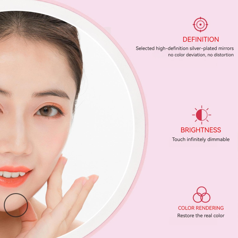  Makeup Mirror Portable 3 Color LED Light