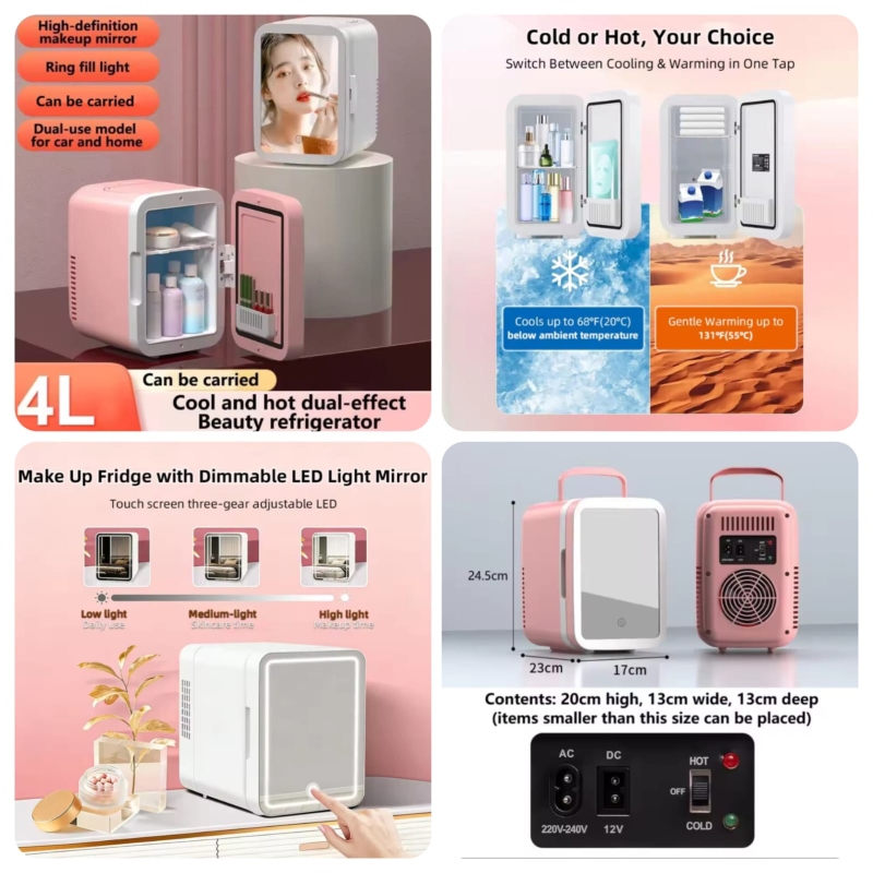 4L Vanity Mirror LED Portable Fridge Price in Pakistan | LAPTAB