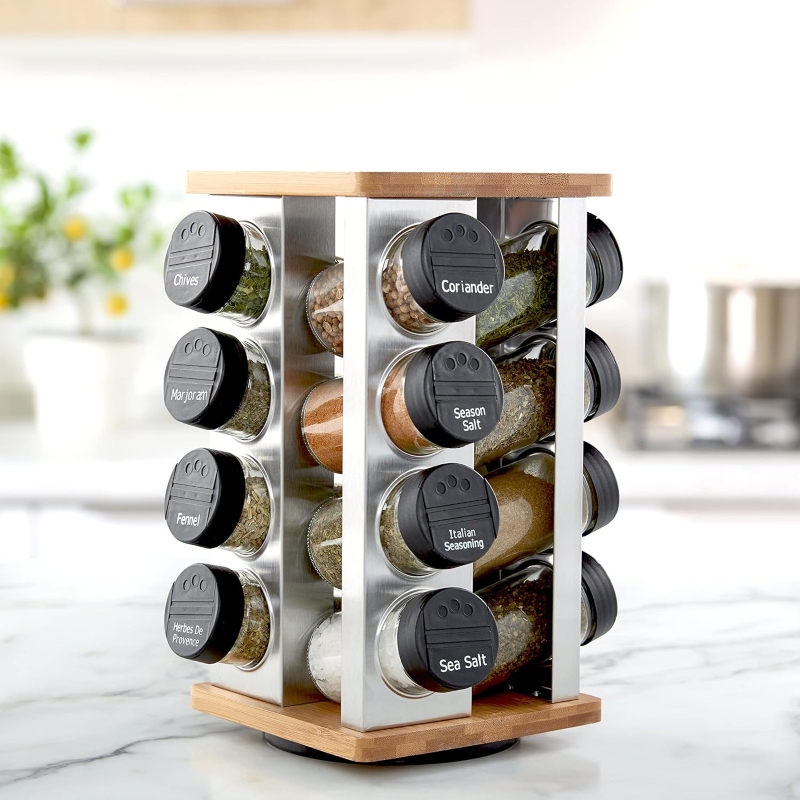 Wooden Stainless Steel Revolving Spice Rack Price in Pakistan | LAPTAB