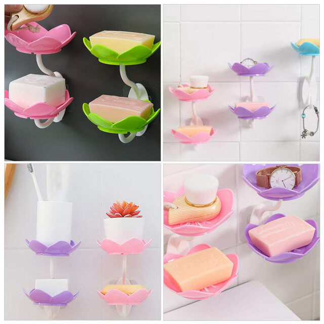 Wall-mounted-double-layer-lotus-flower-shaped-soap-holder