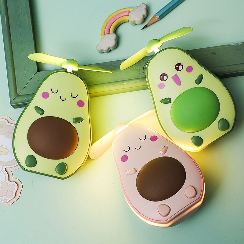 Avocado-shape-handheld-mini-air-cooler-fan-with-fill-light-mirro