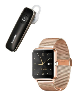 Combo Offer Z50 Mobile Watch with Steel & Leather Straps and REMAX T8 Earphones