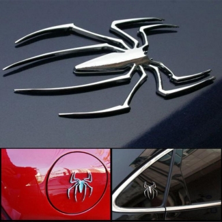 Pack Of 3 3D Spider Chrome Sticker Badge Logo Emblem