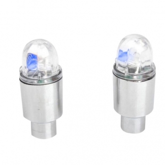 Pack of 4 Neon Blue Strobe LED Tire Valve Caps for Cars and Bikes