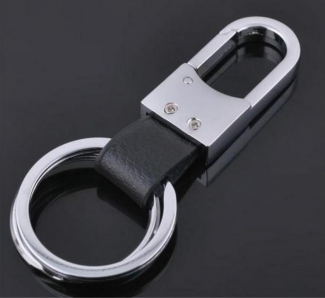 Creative Men's Black Leather Strap Key Ring ATS-0166