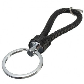 Black Fashion Leather Key Chain Ring with Chrome Plated Finish Price in Pakistan | LAPTAB