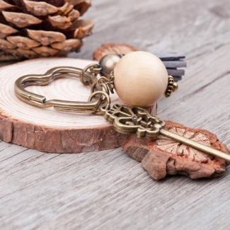 Doreen Box Antique Bronze Heart Key Chains with Vintage Wood Beads and Tassel Price in Pakistan | LAPTAB