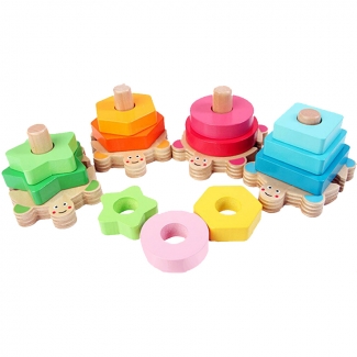 Colorful Wisdom Shape Columns - Wooden Building Blocks Toy for Preschoolers Price in Pakistan | LAPTAB