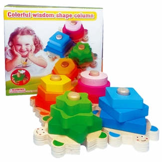 Colorful Wisdom Shape Columns - Wooden Building Blocks Toy for Preschoolers Price in Pakistan | LAPTAB