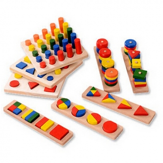 Teaching Shapes Kit for Kids - Colorful Wooden Blocks for Learning Skills Price in Pakistan | LAPTAB