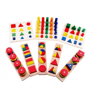 Teaching Shapes Kit for Kids - Colorful Wooden Blocks for Learning Skills Price in Pakistan | LAPTAB