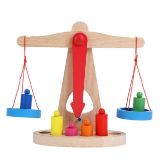 Wooden Balance Scale for Kids - Weight Comparison Learning Tool, 9