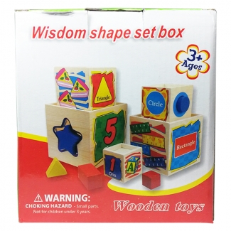 Wisdom Shape Set Box - 5 Interlocking Wooden Cubes for 3D Imagination Price in Pakistan | LAPTAB