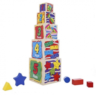 Wisdom Shape Set Box - 5 Interlocking Wooden Cubes for 3D Imagination Price in Pakistan | LAPTAB